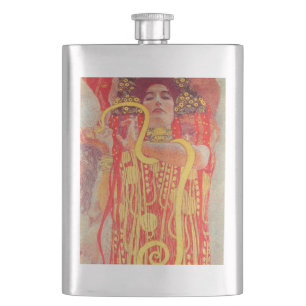 Petaca Pintura de mujer roja con serpiente de oro de Gust