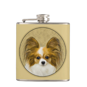 Petaca Pintura de Papillon (Hound Tri) - Arte original de