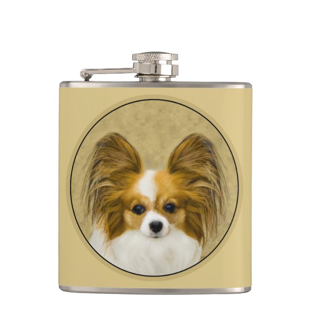 Petaca Pintura de Papillon (Hound Tri) - Arte original de (Anverso)