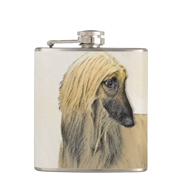 Petaca Pintura de perro afgano - Arte de perro original l (Anverso)