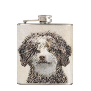 Petaca Pintura de Perro de Agua Español - Arte Perro Orig
