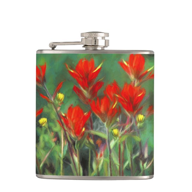 Petaca Pintura de pincel indio - Arte de flores original (Anverso)