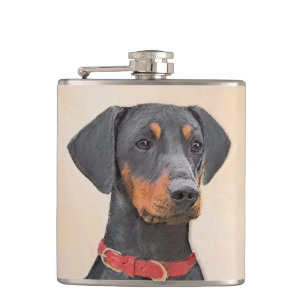 Petaca Pintura de Pinscher original de arte animal