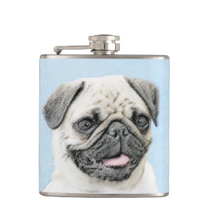 Petaca Pintura de pug - Arte de perro original lindo