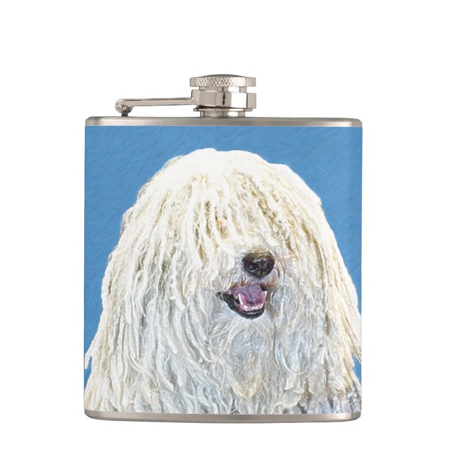 Petaca Pintura de puli - Arte de perro original lindo (Anverso)