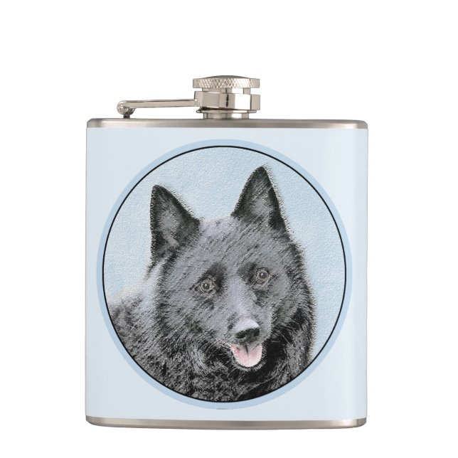 Petaca Pintura de Schipperke - Arte Perro Original Cuto (Anverso)