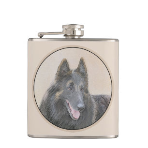 Petaca Pintura de Tervuren belga - Arte de perro original