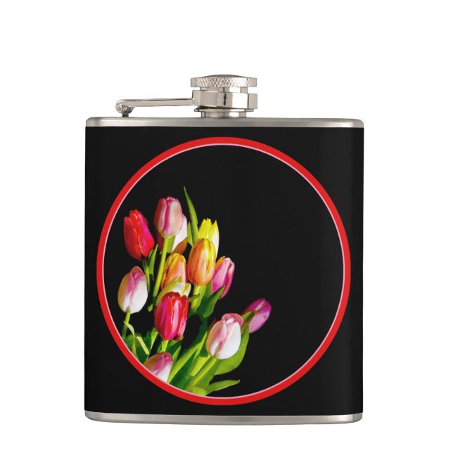 Petaca Pintura de tulipán - Arte de flores original (Anverso)