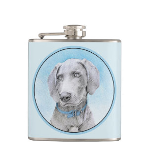 Petaca Pintura de Weimaraner - Arte de Perro Original.