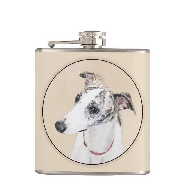 Petaca Pintura de Whippet - Arte Cute Original Perro (Anverso)