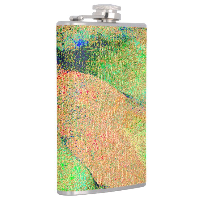 Petaca Pintura desgastada de cuero de color verde naranja (Derecha)