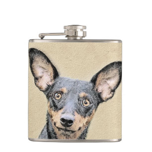 Petaca Pintura en miniatura de Pinscher Cute arte origina