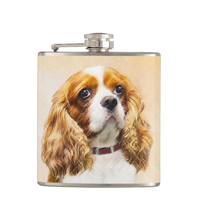 Petaca Pintura original de Cavalier King Charles Spaniel (Anverso)