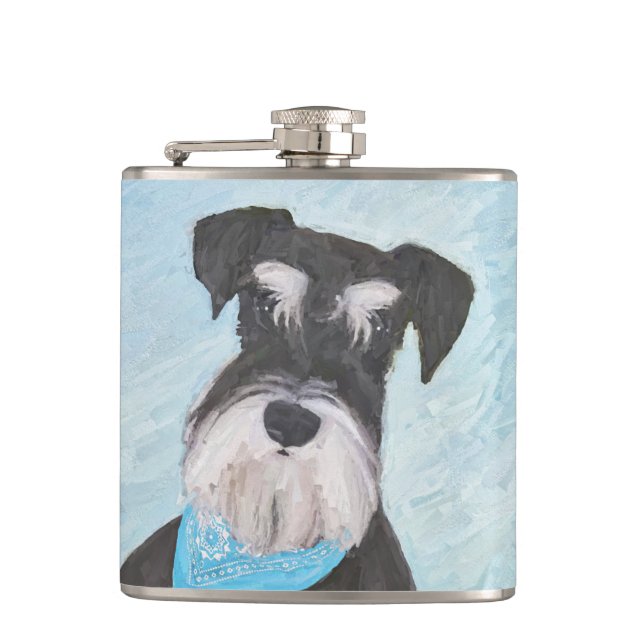 Petaca Pintura Schnauzer (en miniatura) - Perro original  (Anverso)