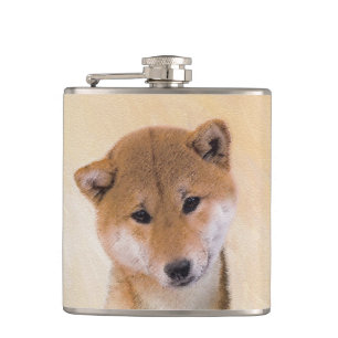 Petaca Pintura Shiba Inu (roja) - Arte Perro Original