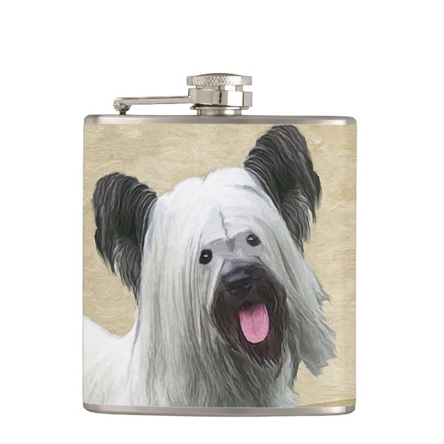 Petaca Pintura Skye Terrier - Arte Perro Original. (Anverso)
