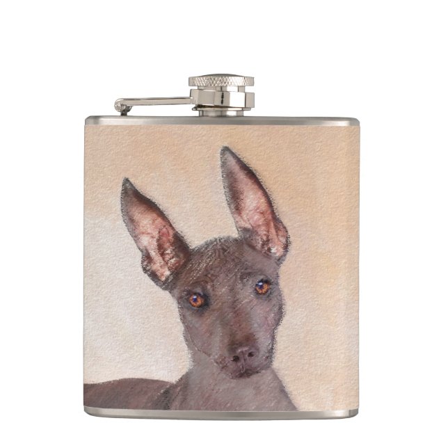 Petaca Pintura Xoloitzcuintli - Arte Perro Original Cuto (Anverso)