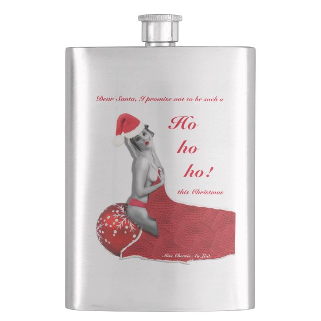 Petaca Pinup Mrs Santa Navidades Funny Chiste Hip Flask (Anverso)