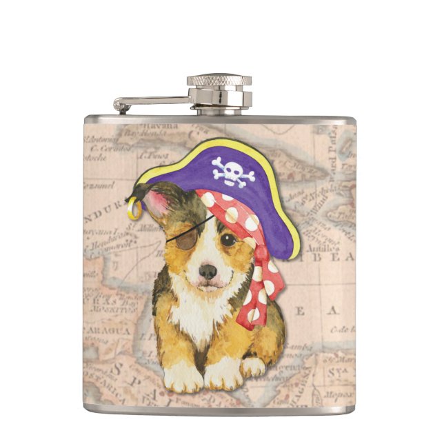 Petaca Pirata de Pembroke Welsh Corgi (Anverso)