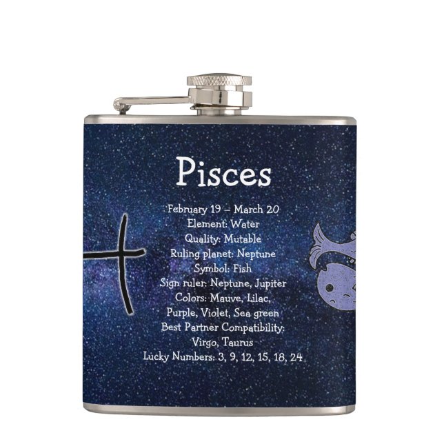 Petaca Pisces Astrología Horoscopio Rótulo Zodiaco (Anverso)