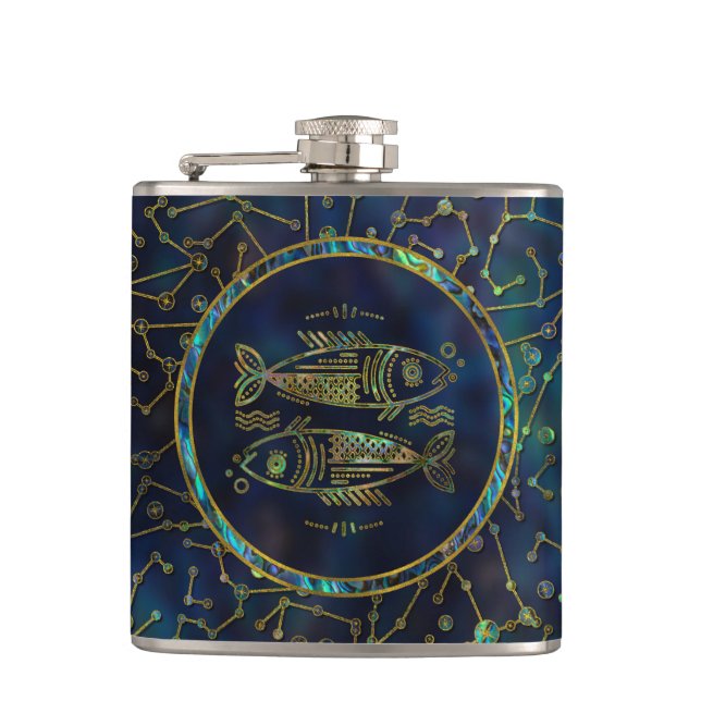 Petaca Pisces Zodiac Gold Abalone en Constellation  (Anverso)