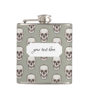 Petaca Pixel Art Gothic Spooky Skull Pattern