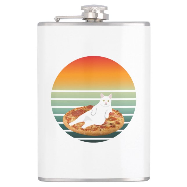 Petaca Pizza retro de equitación para gatos (Anverso)