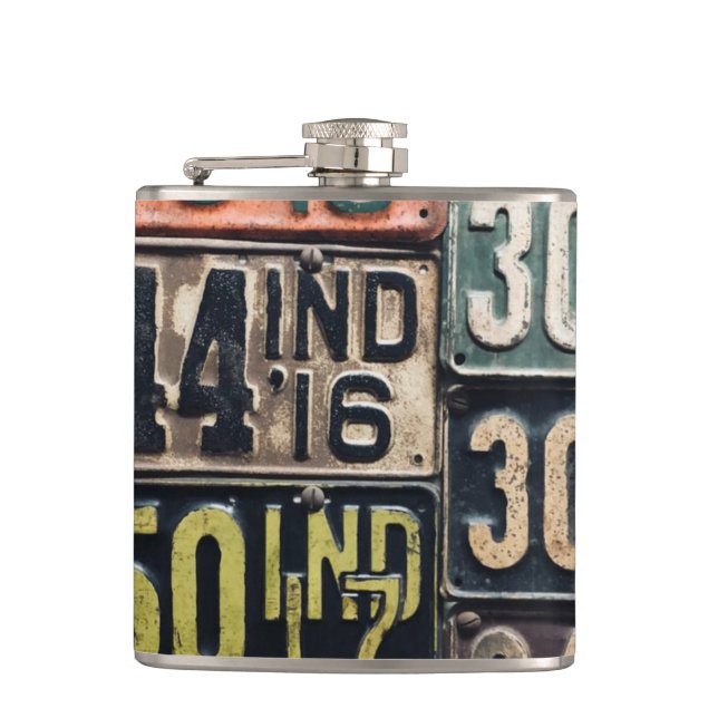 Petaca Placas de licencia de época (Anverso)