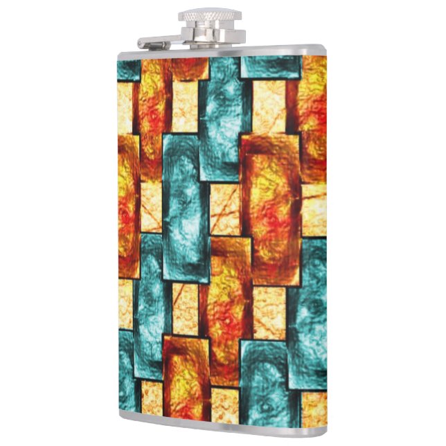 Petaca Placas rectangulares talladas y manchadas, cian na (Izquierda)