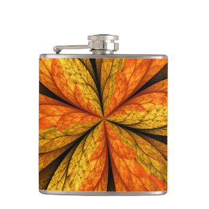 Petaca Planta de otoño, hoja de arte fractal abstracta mo