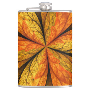 Petaca Planta de otoño, hoja de arte fractal abstracta mo