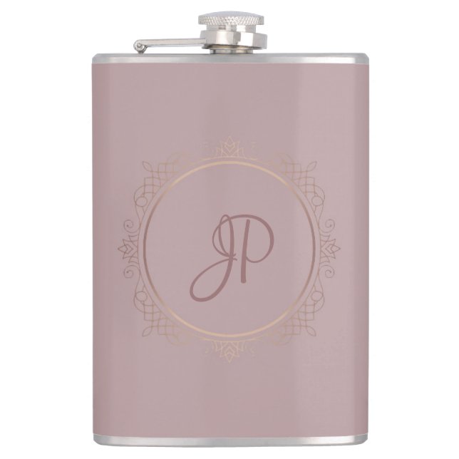 Petaca Plantilla Rosa personalizado Monogramada Elegante (Anverso)