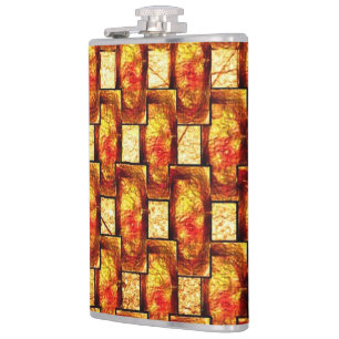Petaca Platos rectangulares naranjas marrones tallados y