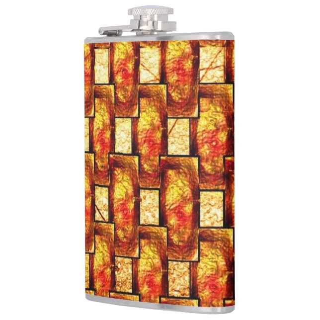 Petaca Platos rectangulares naranjas marrones tallados y  (Izquierda)