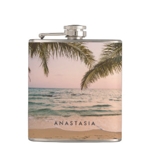 Petaca Playa Tropical Relajada Personalizada Hip Flask