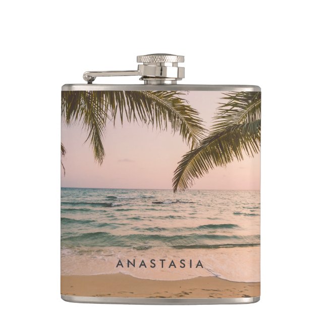 Petaca Playa Tropical Relajada Personalizada Hip Flask (Anverso)