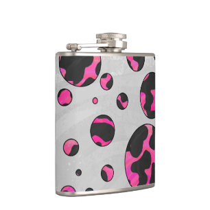 Petaca Polka Dot Cow Pink y Black Print
