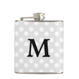 Petaca Polka Dot Plata Gris Monograma Elegante Hip Flask
