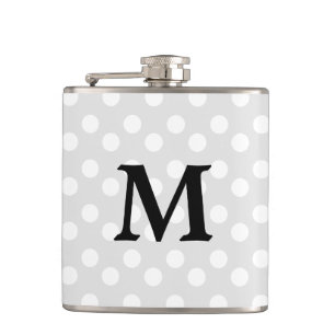 Petaca Polka Dot Plata Gris Monograma Elegante Hip Flask