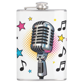Petaca Pop microphone with colorful stars and music notes