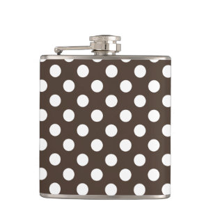 Petaca Pos de polka blanca en marrón