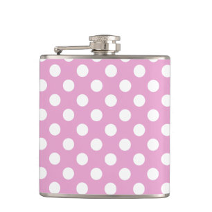 Petaca Pos de polka blanca en rosa pálido