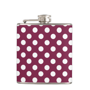Petaca Pos de polka blanco sobre burdeos