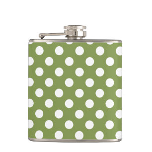 Petaca Pos de polka blanco sobre el verde oliva