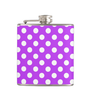 Petaca Pos de polka blanco sobre púrpura brillante