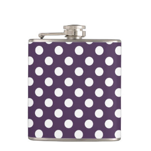 Petaca Pos de polka blanco sobre púrpura de ciruela