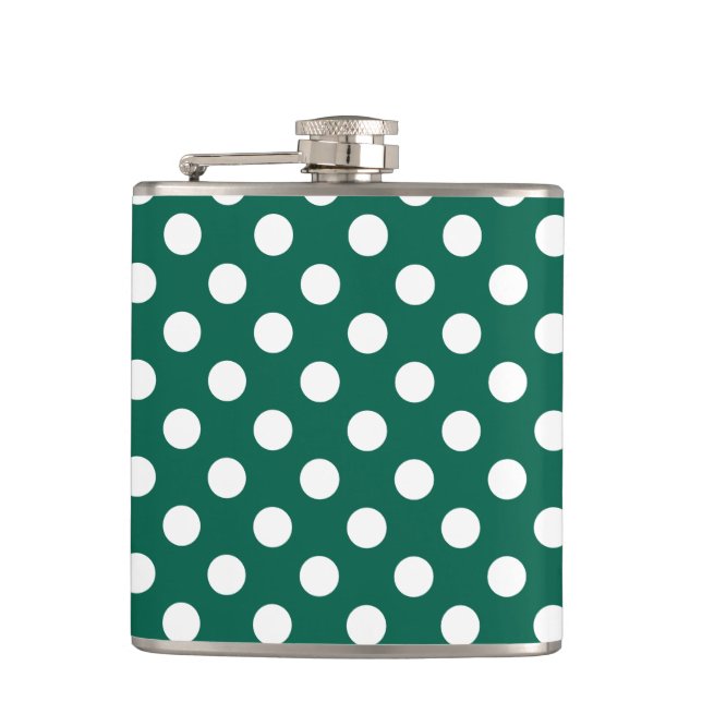 Petaca Pos de polka blanco sobre verde sabio (Anverso)
