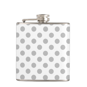 Petaca Pos de polka gris sobre blanco