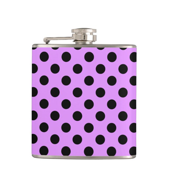 Petaca Pos de polka negra en lila (Anverso)