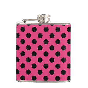 Petaca Pos de polka negro en fucsia